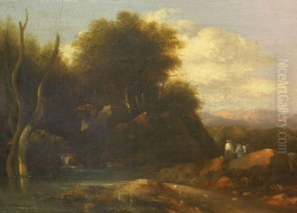 Travelers In A Mountainous Landscape - view 1