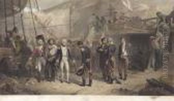 Nelson Receiving The Swords On Board The San Josef, February 14,1797, By Chas. G. Lewis by Thomas Jones Barker