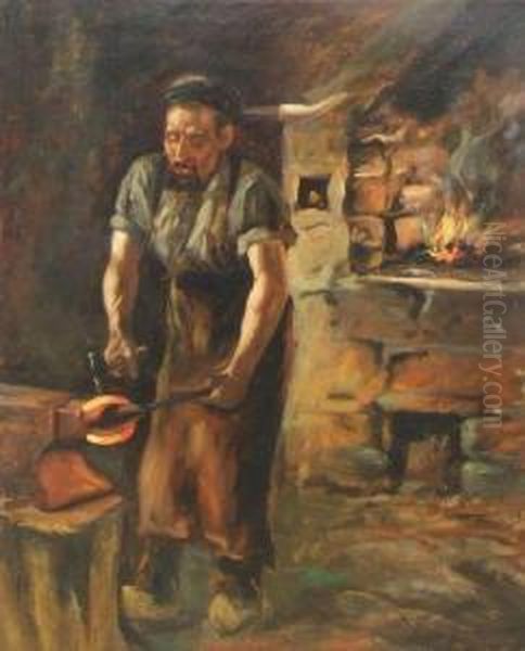 A Blacksmith At His Forge - view 1