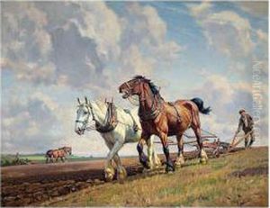 Ploughing The Fields by Wright Barker