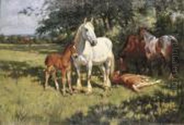 Mares And Foals In A Landscape - view 1