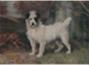 Portrait Ofa Terrier In A Landscape by Wright Barker