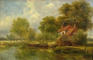 A Ferry On The Lea, Tottenham; A Lane At Millhill, Middlesex (a Pair)