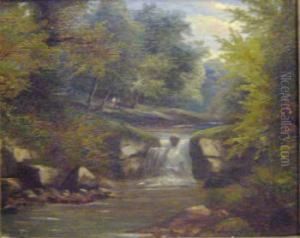 River In A Wooded Glen by Adam Barland