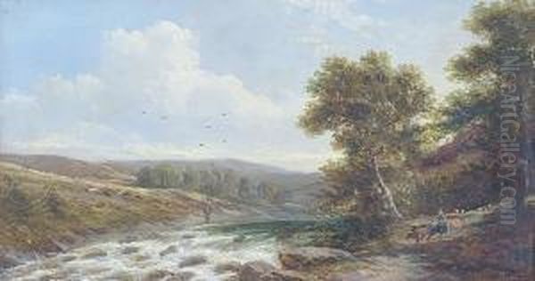 Cattle And Figures Beside A River - view 1