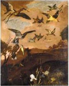 An Assembly Of Birds In A Landscape by Francis Barlow