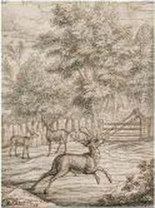 Deer By A Wood by Francis Barlow