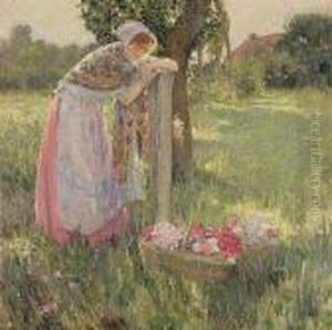 Resting By A Basket Of Flowers Resting By A Basket Of Flowers