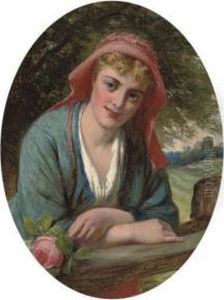A Maiden With A Rose by Edward Charles Barnes