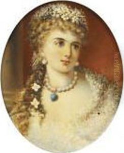 Ritratto Di Fanciulla Con Corona Di Fiori E Perle by Edward Charles Barnes