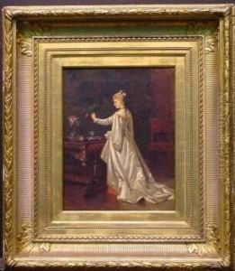 Woman With Parrot by Edward Charles Barnes