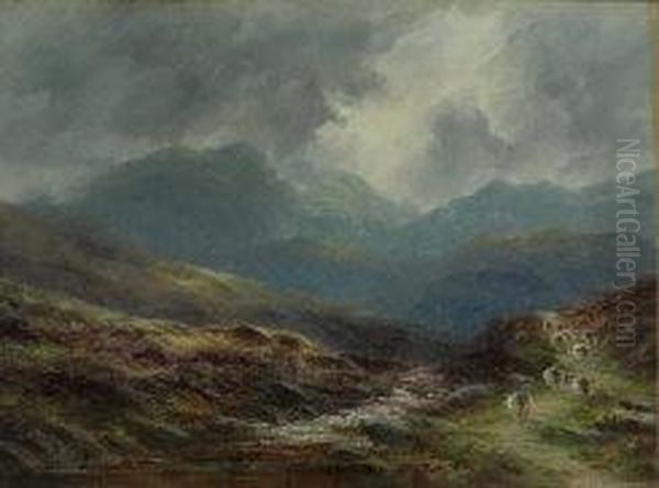 Sheep In Mountain Landscape - view 1