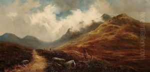 Deer At The Foot Of Lochangar by Samuel John Barnes