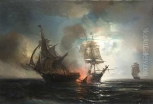 L'attaque D'un Navire Anglais Au Clair De Lune