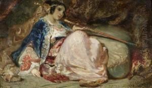 Oriental Woman Reclining by Henri Baron
