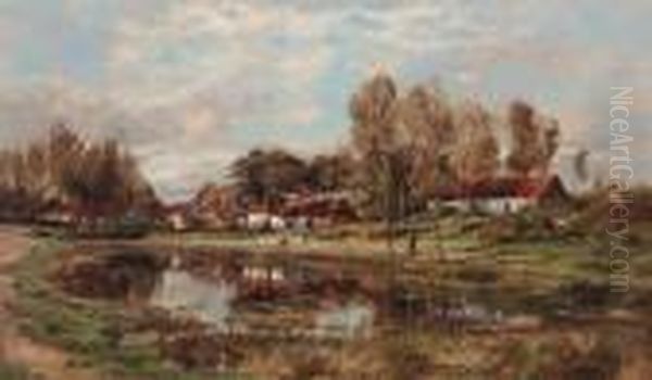Cottages By A Pond In A Valley - view 1