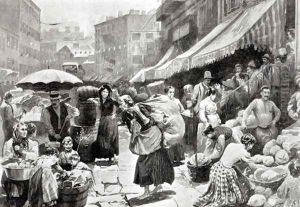 Mulberry Bend Italian Colony in New York (illustration in 'Harper's Weekly' magazine) by William Bengough