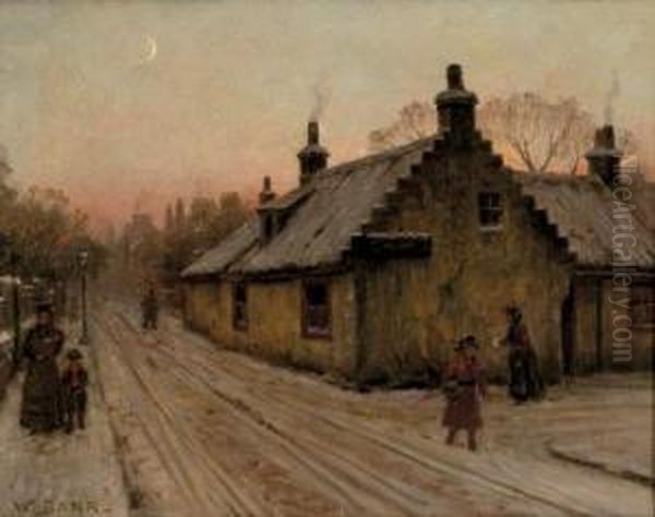 Moonlit Street Scene, Winter - view 1