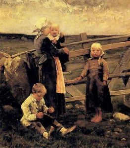 Children With Cherries by Bernardus Johannes Blommers
