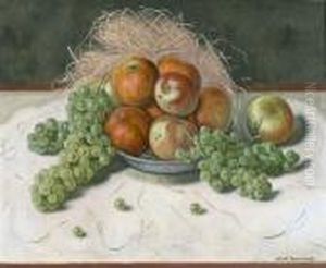 Herbstliches Stillleben Mit Apfeln Und Trauben by Aime Barraud