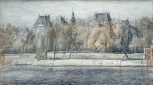 Hotel De Ville Depuis Le Quai Aux Fleurs by Aime Barraud