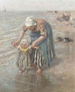 First steps in the surf by Bernardus Johannes Blommers