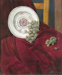 Nature Morte A L'assiette Et Aux Raisins. by Aime Barraud