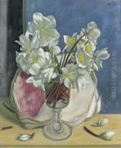 Nature Morte Avec Orchidees Blanches. by Aime Barraud