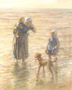 Playing in the surf 2 by Bernardus Johannes Blommers
