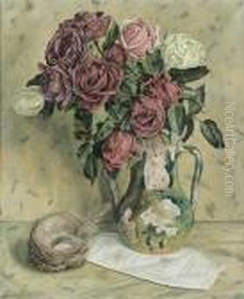 Nature Morte Aux Roses Et Au Nid D'oiseau. - view 1