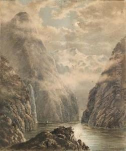 Milford Sound, New Zealand by Charles Decimus Barraud