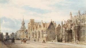 The High Street, Oxford, Looking
Towards Carfax Tower With Views Ofthe University Church Of St. Mary,
And Brasenose College by Francis Philip Barraud