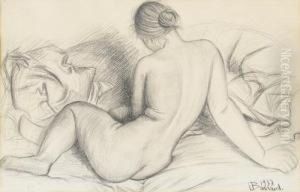 Nu De Dos. by Francois Emile Barraud