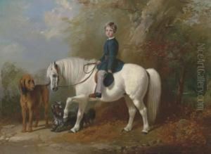 Master Beresford Lowndes On His Pony With Two Dogs At The Edge Of Awood