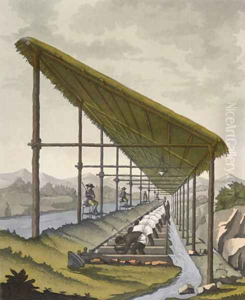 Slaves washing the silt to find diamonds at Mandanga, Brazil (late 18th century) - view 1