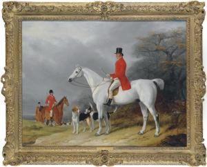 Thomas Tyrwhitt-drake, Master Of
 The Bicester And Warden Hillfoxhounds, On His Favorite Hunter 
Patchwork, With Drake's Duster,his Favorite Foxhound by William Barraud