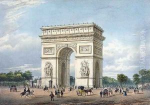 The Arc de Triomphe and the Place de l'Etoile, illustration for 'Promenades dans Paris et ses environs', c.1840 by Philippe Benoist