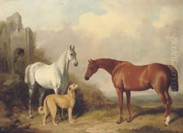 Two Hunters And A Deerhound, In A Landscape With Ruins - view 1