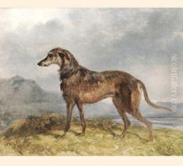 A Deerhound In A Landscape - view 1