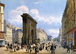View of the Porte St. Denis, from 'Promenades dans Paris et ses environs', c.1840 by Philippe Benoist