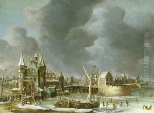 A View of the Regulierspoort Amsterdam in winter