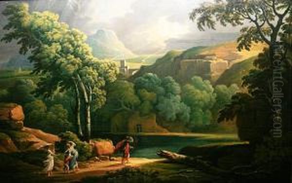 Figures In A Classical Landscape, With A Storm On The Horizon - view 1