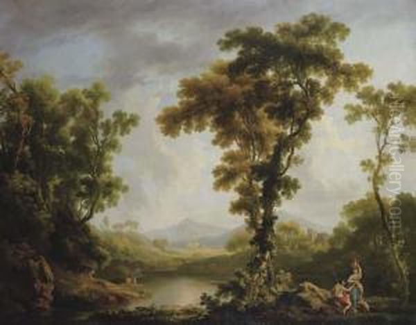 An Italianate Wooded River Landscape - view 1