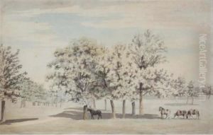 Cattle And Horses Grazing by George Cuitt