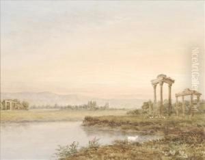 Landscape With Classical Ruins by George Jnr Barrett