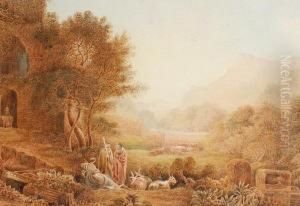 Shepherds In A Landscape by George Jnr Barrett