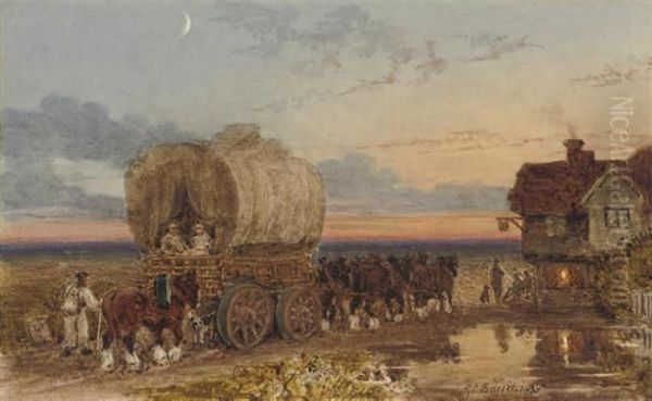 A Hay Wain Arriving At An Inn At Twilight - view 1
