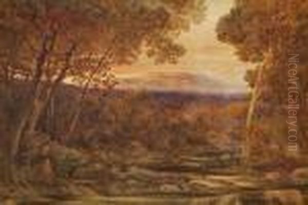A Scottish River Scene With A Figure At Theriver Side - view 1