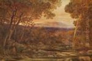 A Scottish River Scene With A Figure At Theriver Side A Scottish River Scene With A Figure At Theriver Side