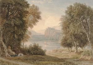 A Shepherd Resting His Flock by George Jnr Barrett